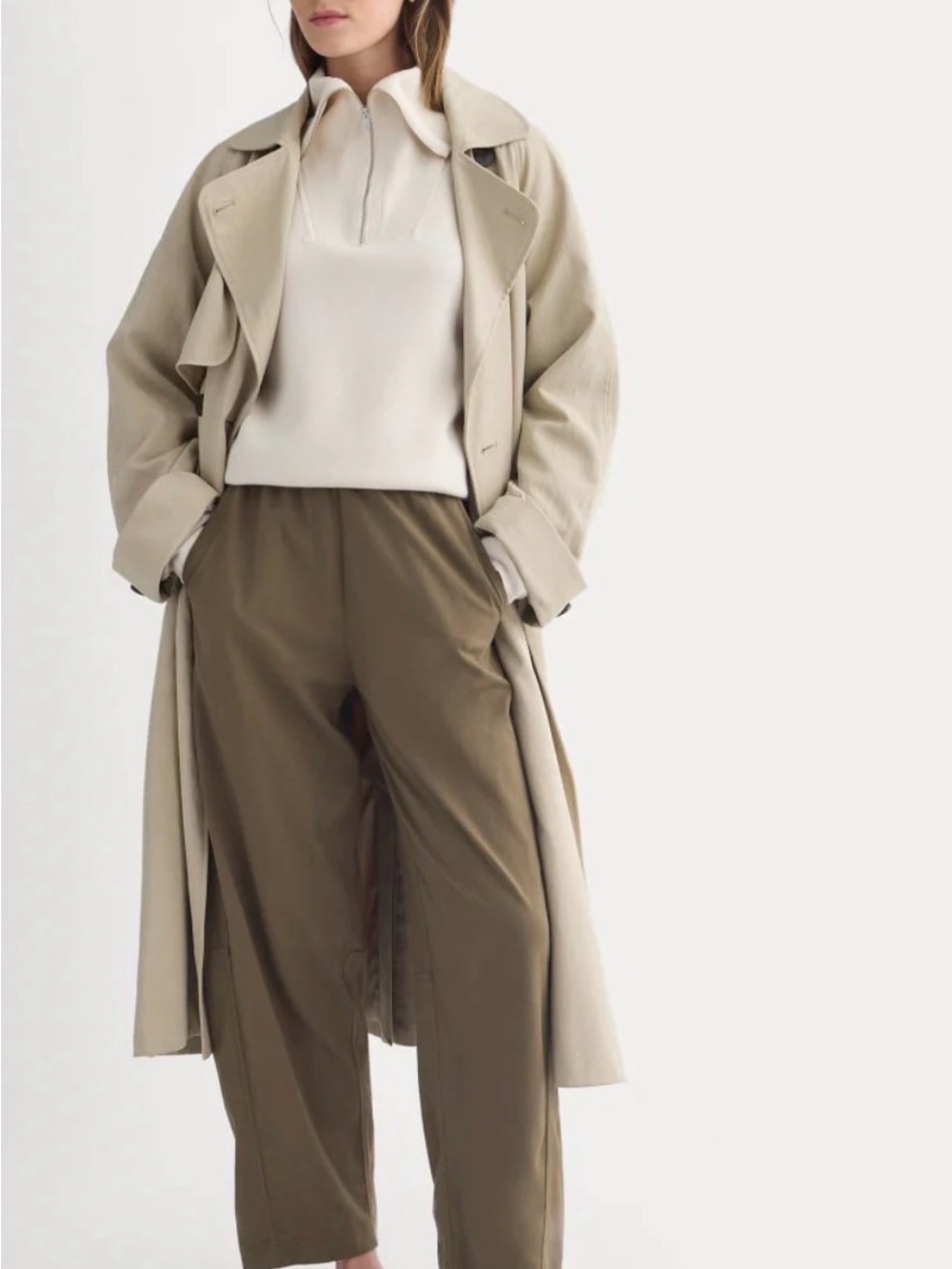 Everlane Olive Wide-Leg Crop Pants